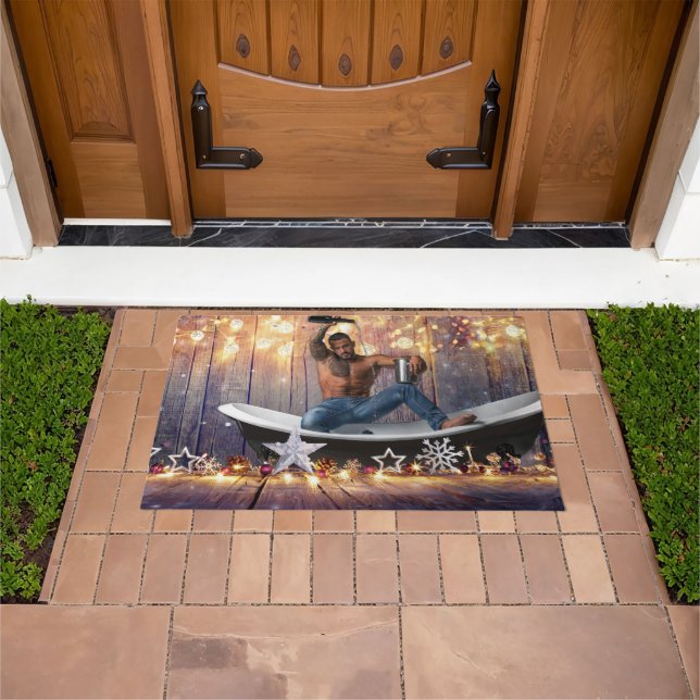 Felpudo Navidades SlipperyJoe estrellas doradas luces moja (Exterior)