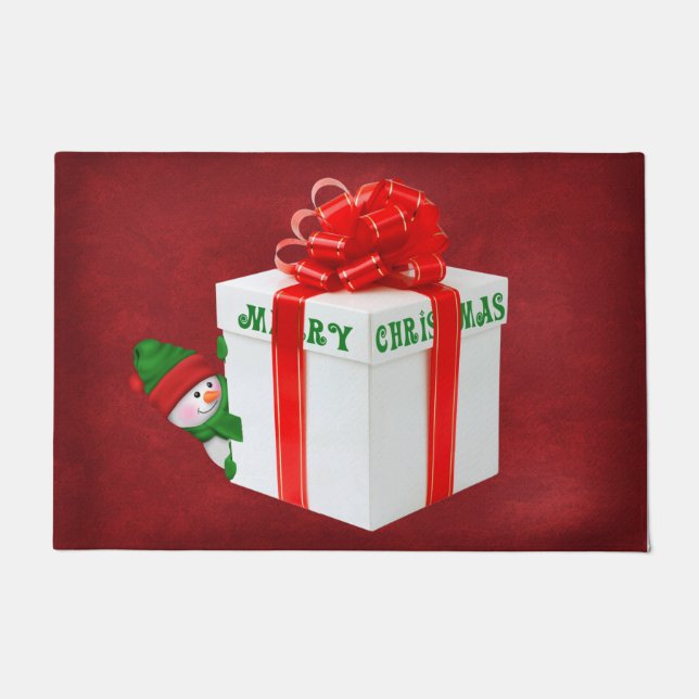 Felpudo Navidades Snowman con regalo (Anverso)