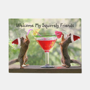 Felpudo Navidades Squirrel Cocktail Door Mat