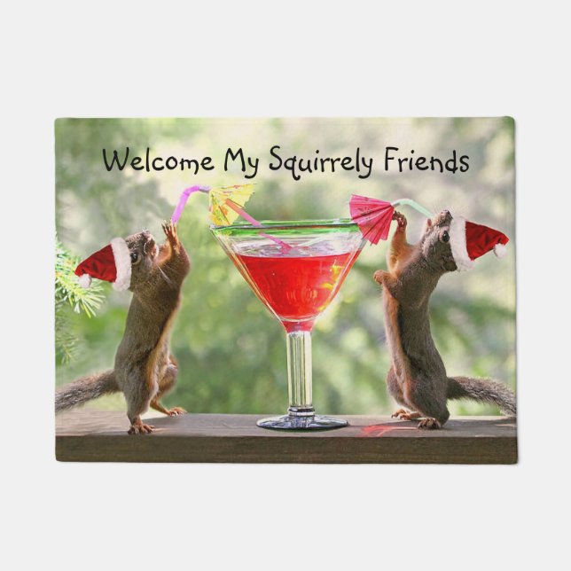 Felpudo Navidades Squirrel Cocktail Door Mat (Anverso)