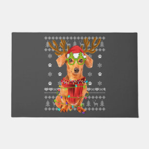 Felpudo Navidades suéteres feos iluminan dachshund