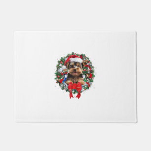 Felpudo Navidades Terrier de Yorkshire Wreath Decoración n