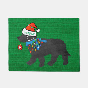 Felpudo Navidades traviesos Labradoodle Xmas Green Burlap