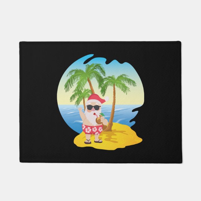 Felpudo Navidades Tropical Beach Funny Santa Claus (Anverso)