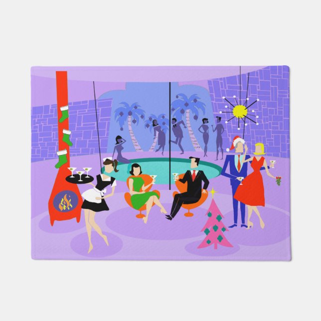 Felpudo Navidades tropicales retro Fiesta Door Mat (Anverso)