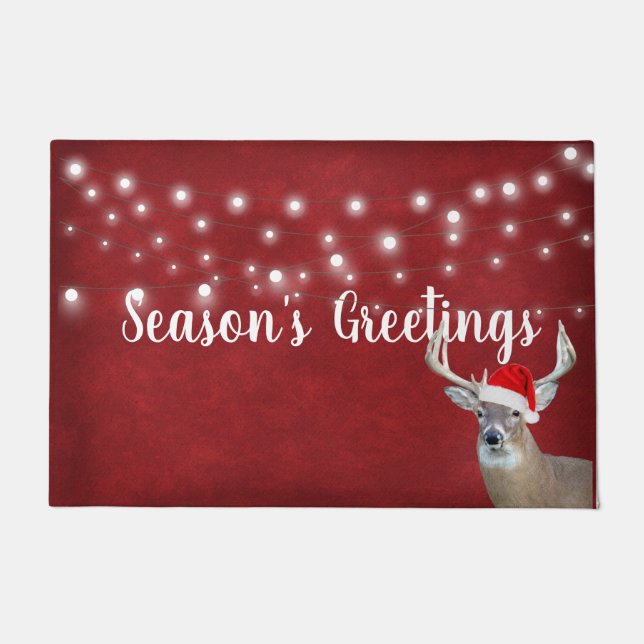 Felpudo Navidades venados con luces Doormat (Anverso)