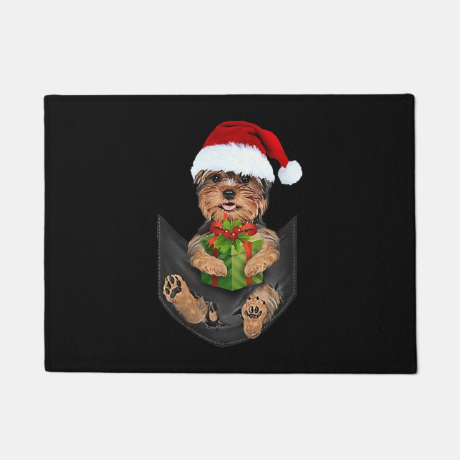 Felpudo Navidades Yorkie - Yorkshire Terrier En Pocket (Anverso)
