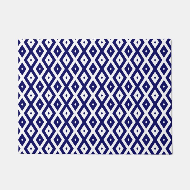 Felpudo Navy blue and white diamond pattern (Anverso)
