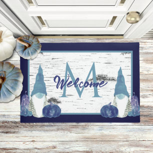 Felpudo Navy Dusty Blue Pumpkin Gnomes Aspen Rustic Madera