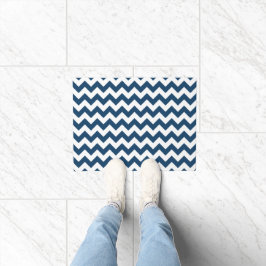 Felpudo Navy Zigzag, Navy Chevron, patrón geométrico
