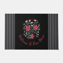 Negro gris oscuro y fucsia florido acentuado