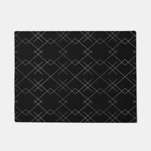 Felpudo Negro-plateado, fresco, elegante, simple patrón mo