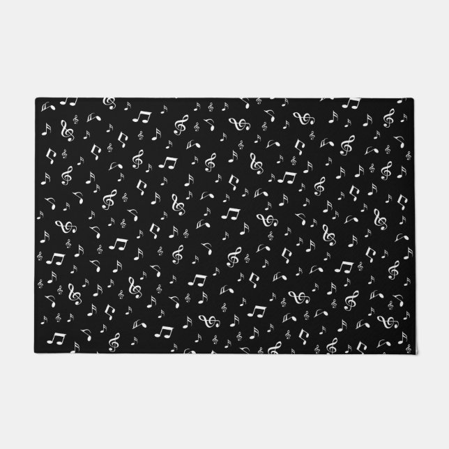 Felpudo negro plateado, nota, musical, melodía, música, so (Anverso)