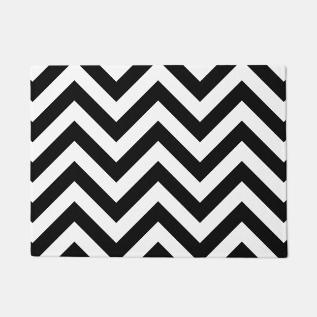 Felpudo Negro y blanco del modelo de zigzag (Anverso)