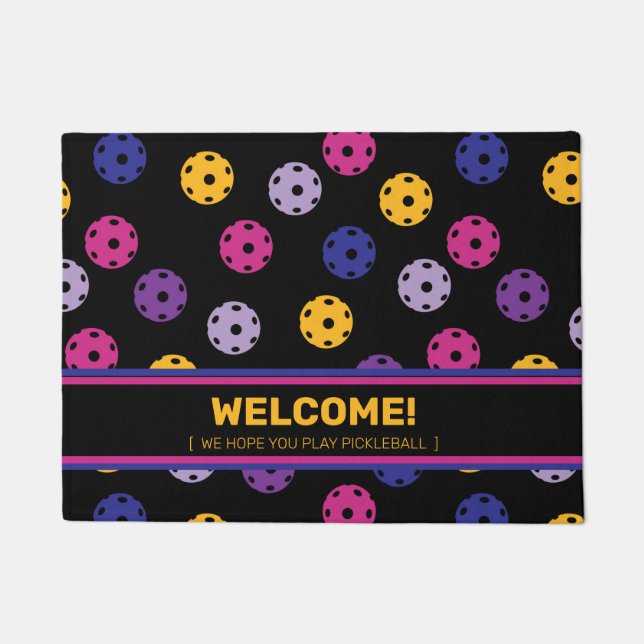 Felpudo Neon en baloncesto negro, texto personalizado  (Anverso)