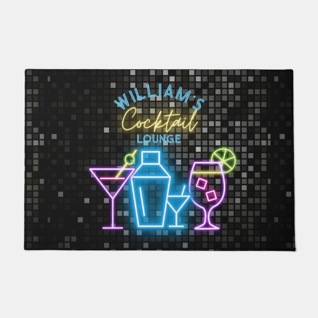 Felpudo Neon Look Retro Coctail Lounge Bar (Anverso)