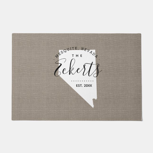 Felpudo Nevada Family Monogram State Doormat (Anverso)