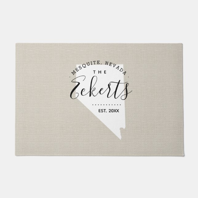 Felpudo Nevada Family Monogram State Doormat (Anverso)