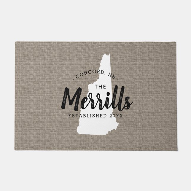 Felpudo New Hampshire Family Monogram State Doormat (Anverso)