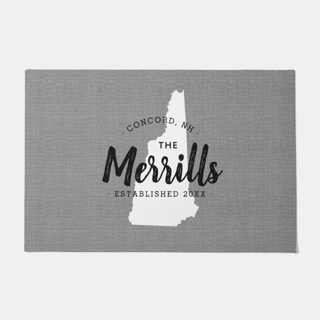 Felpudo New Hampshire Family Monogram State Doormat (Anverso)
