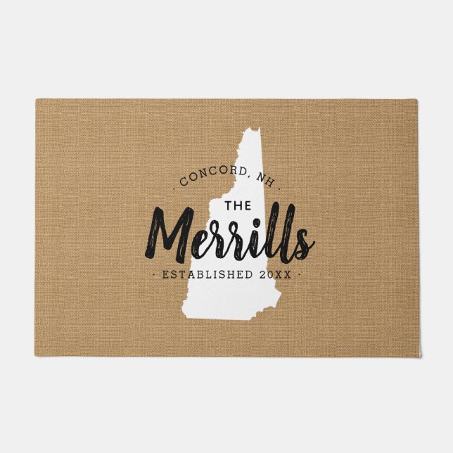 Felpudo New Hampshire Family Monogram State Doormat (Anverso)