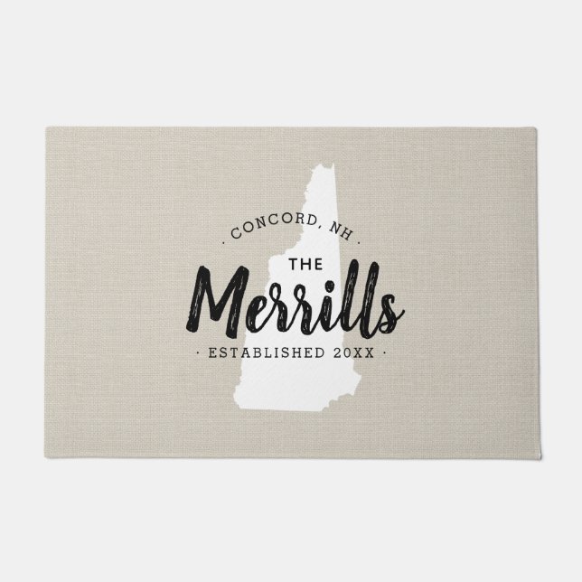 Felpudo New Hampshire Family Monogram State Doormat (Anverso)