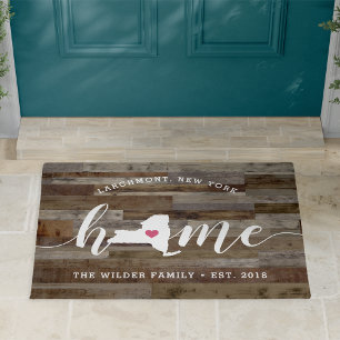 Felpudo New York Home State Personalized Wood Look