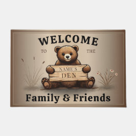 Felpudo Niedlicher Bärengruß mit Namensschild für Familie