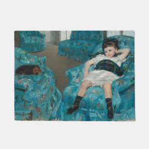 Felpudo Niña pequeña en un sillón azul (por Mary Cassatt)