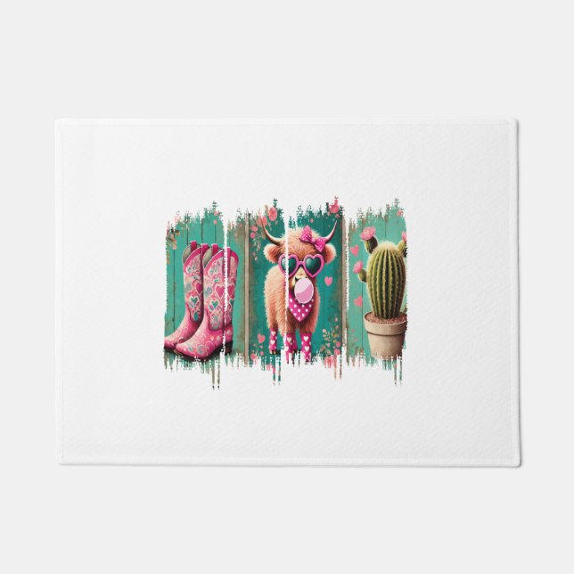 Felpudo Niña rosa Valentine, corazón (Anverso)