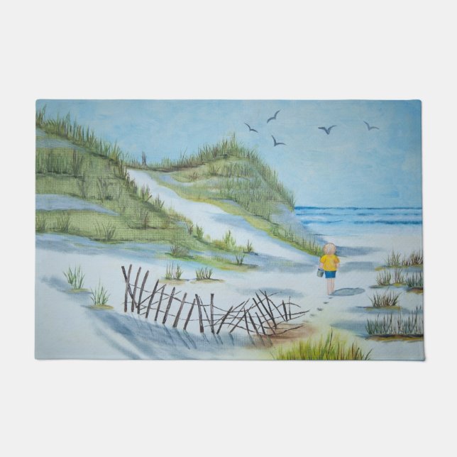 Felpudo Niño Caminando Por La Playa (Anverso)