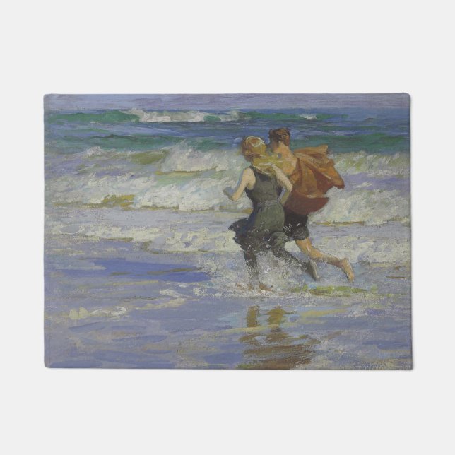 Felpudo Niños en la playa (por Edward Henry Potthast) (Anverso)