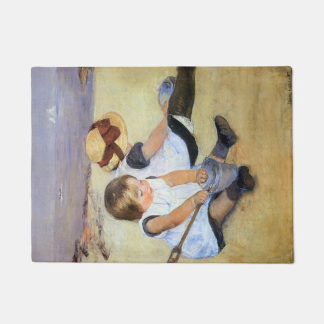 Felpudo Niños pequeños jugando en la playa (Mary Cassatt) (Anverso)