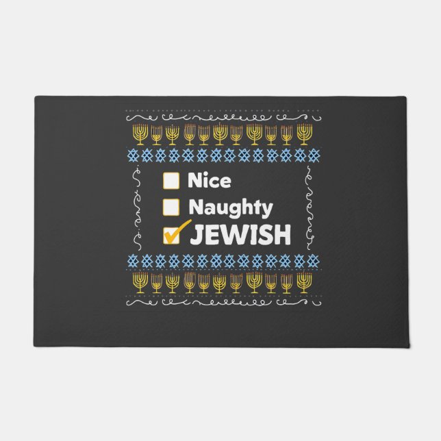 Felpudo Niza Hanukkah Judío Suéter Feo (Anverso)