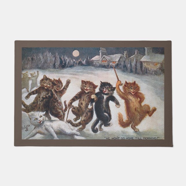 Felpudo NO IREMOS A CASA HASTA LA MAÑANA, Louis Wain (Anverso)