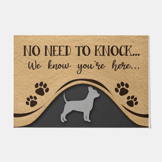 Felpudo No Need To Knock Mat, Funny Chihuahua Design (Anverso)