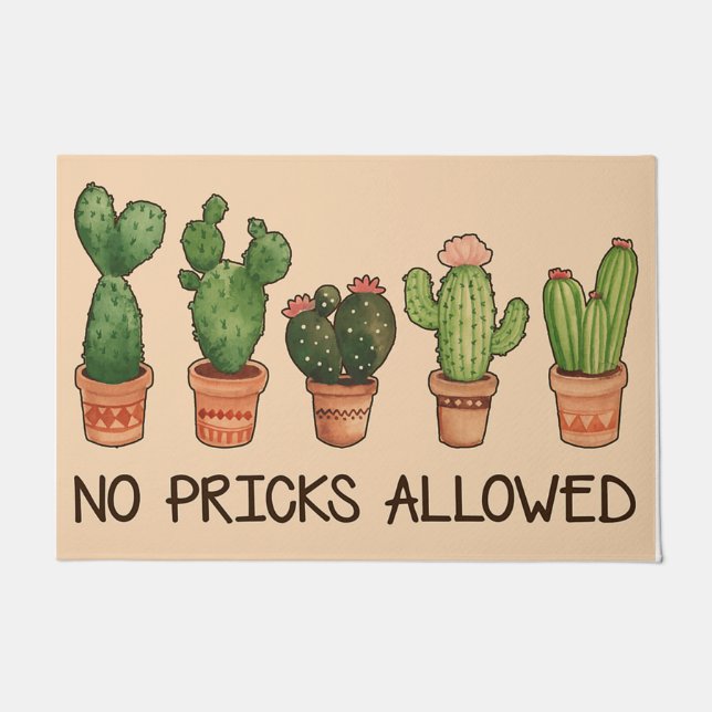 Felpudo No Pricks Allowed Doormat / Cactus Welcome Mat  (Anverso)