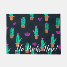 Felpudo No Pricks Here Cactus Doodles Personalizados