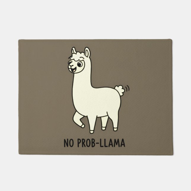 Felpudo "No Prob-Llama" Cute Llama Doodle - Chill Vibe (Anverso)