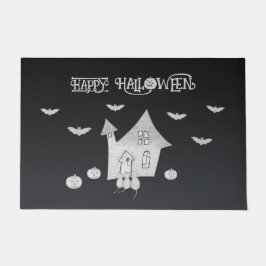 Felpudo Noche de Halloween con casa embrujada, murciélagos