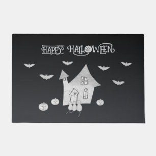 Felpudo Noche de Halloween con casa embrujada, murciélagos