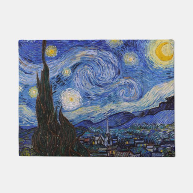 Felpudo Noche estrellada: Saint Remy de Vincent Van Gogh (Anverso)
