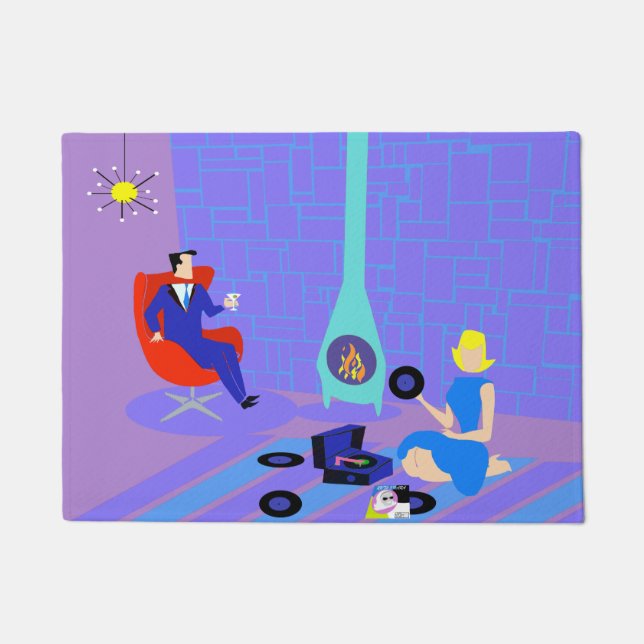 Felpudo Noche retro en casa (Anverso)