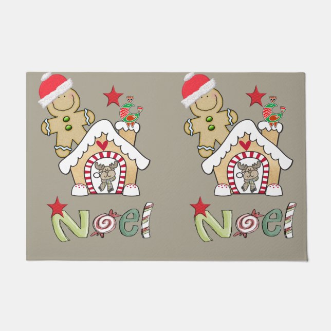 Felpudo Noel, beige, hombre panes Navidades Matt Doormat (Anverso)