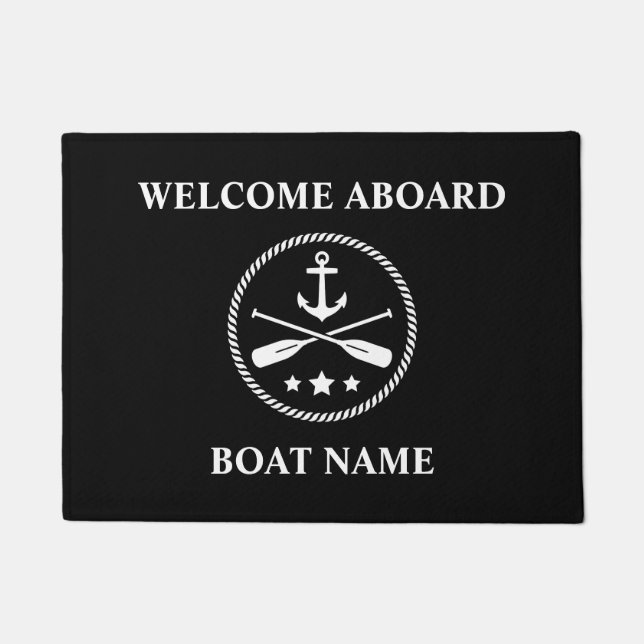 Felpudo Nombrar ancla náutica con la bienvenida de los rem (Anverso)