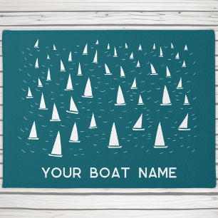 Felpudo Nombrar barco velero personalizado Nautical Green