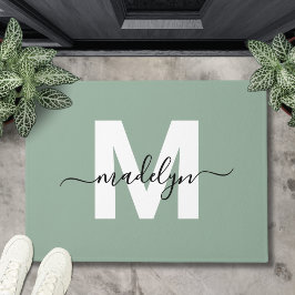 Felpudo Nombre con letra script de monograma elegante pers