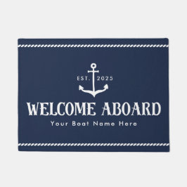 Felpudo Nombre de Barco Azul Personalizado Bienvenido a Bo