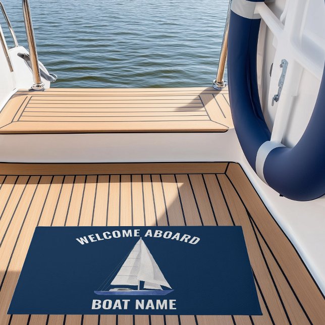 Felpudo Nombre de barco de vela  (custom name sail boat yacht doormat with custom boat name)