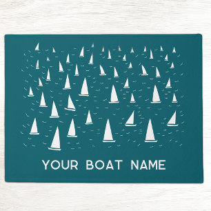 Felpudo Nombre de barco de vela personalizado náutico verd